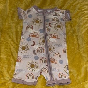 Little Sleepies Shortys One Piece Rainbow and Sun Design Sz 12/18M Bamboo